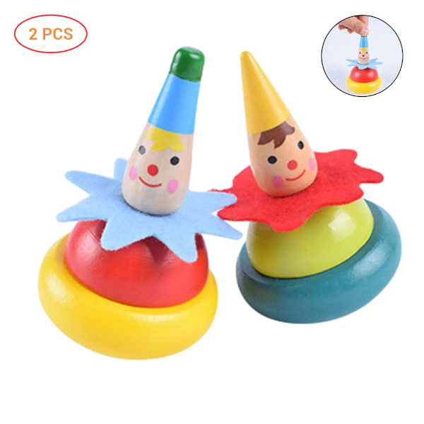 2 st slumpmässiga färger träclown snurrande topp tumbler leksak clown pedagogisk present till barn baby