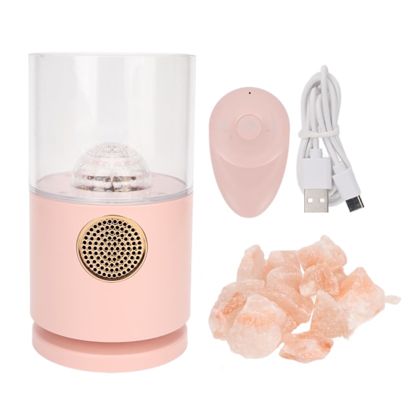 Projector Salt Lamp Bluetooth Speaker Remote Control Decorative Projection Salt Night Light for Bedroom Office Pink