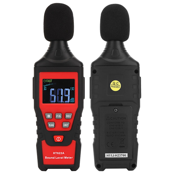 HT622A 30dB‑130dB Digital LCD-lydnivåmåler Stemmetester Støy Desibelmonitor