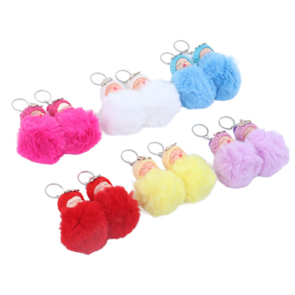 12 st Sovande Baby Hänge Nyckelring Plysch Fluffig Söta Emulational Dockor för Handväska Plånbok NR.892-17