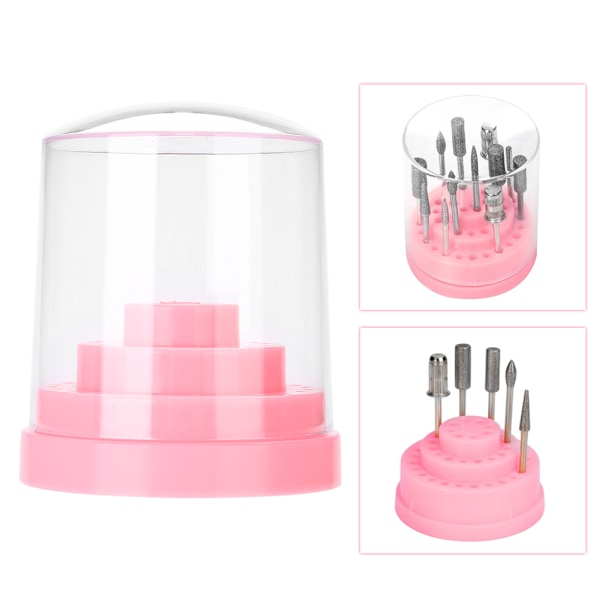 48 huller neglekunst plast negleboremaskine stativholder boremaskine display organizer boks pink