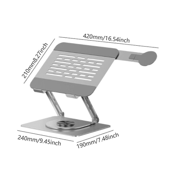 Foldbart Laptop Stativ Bred Base M/ Skridsikker Silikone Notebook Computer Stativ