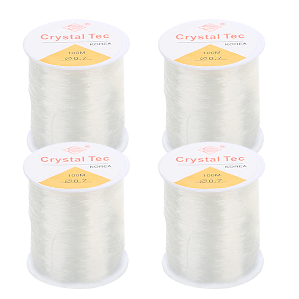 4 rullar pärlsträng 109yd lång 0,03 tum diameter elastisk fiber slitstark armbandsträng för halsband smycken DIY