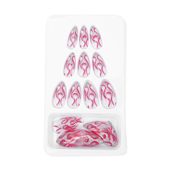 24ST falska konstnaglar cover lång tryck Färgglada konstnaglar för DIY Nail Art SalonN9