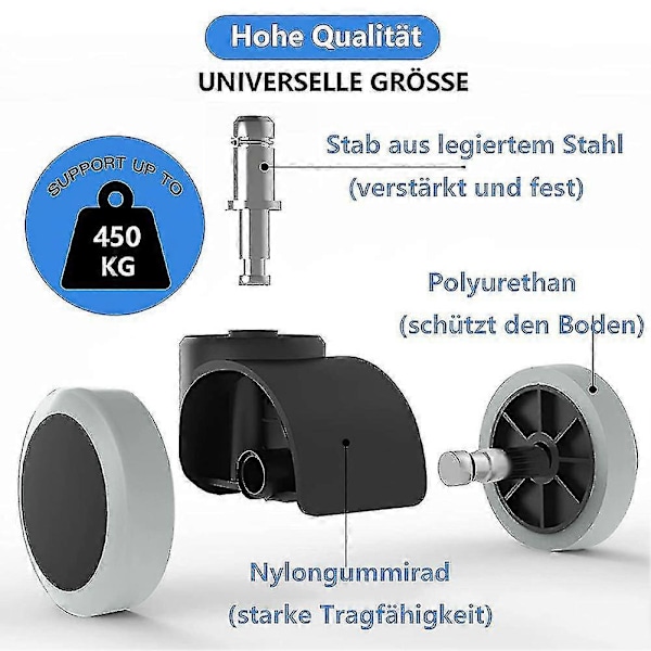 5 Pakke Kontorstolhjul 11 mm / 22 mm Erstatning Hardt Gulv For Gamingstoler, Svingstoler