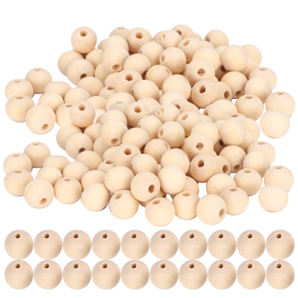 5-pack träpärlor naturliga runda lösa rustika land DIY handgjorda smyckestillverkningsmaterial (naturlig färg 14mm60st)
