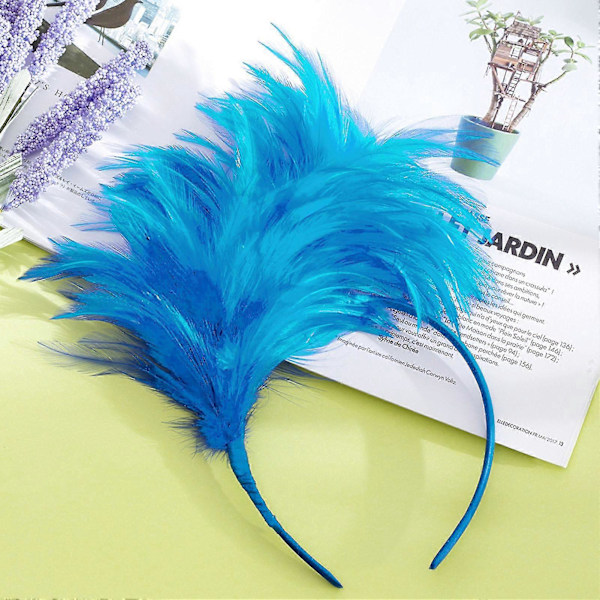 Fascinerende fjærpannebånd for kvinner, cocktail teselskap hodeplagg, flapper hodeplagg for jule Halloween-fest Zekai himmelblå