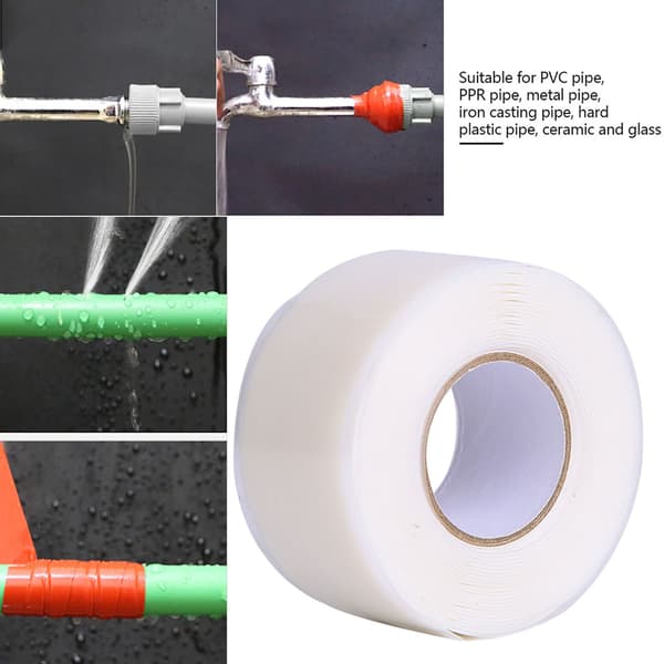 Vattentät Tejp Stark Vidhäftning PVC PPR Rör Reparationsmaterial Vit/RödVit