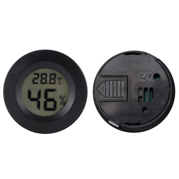 2 stk. Mini Digital LCD Termometer Hygrometer Rund Form Temperatur Fugtighedsmåler til Krybdyrboks