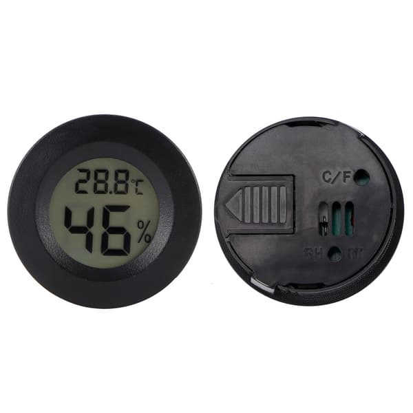 2 STK Mini Digital LCD Termometer Hygrometer Rund Form Temperatur Fuktighetsmåler for Reptilboks