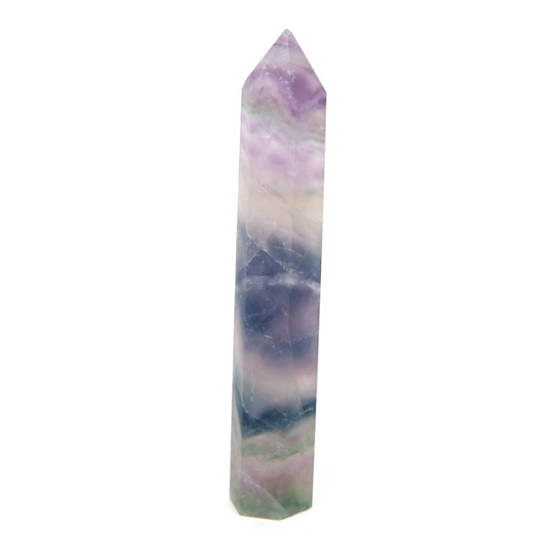 Enkelspetsig färgad fluoritkristallpelare helande meditationskristallkvarts ZZ0144