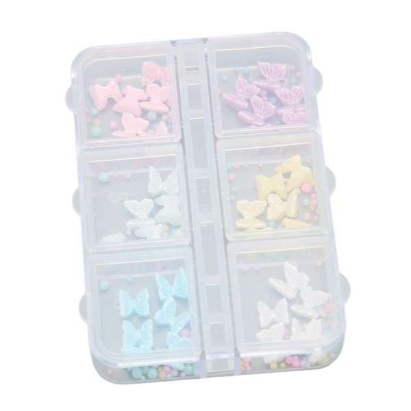 1 Box Nail Art Decals Hartsi Kynsien koristelu Useita värejä Rusetti solmu ja helmet Tarvikkeet