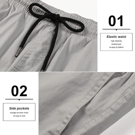Herr Casual Shorts Bomull Dragsko Sommar Strand Stretch Twill Chino Korta Byxor M M Gray