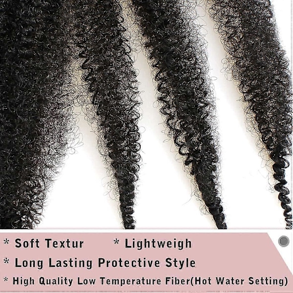 24 tuumaa Pr-spars Springy Afro Twist -hiukset, 8 pakkausta Pr-Fluffed Spring Twist -hiuksia Distressed Soft Locs -kampauksiin, luonnollinen musta Marley Twist -lettikampaus E