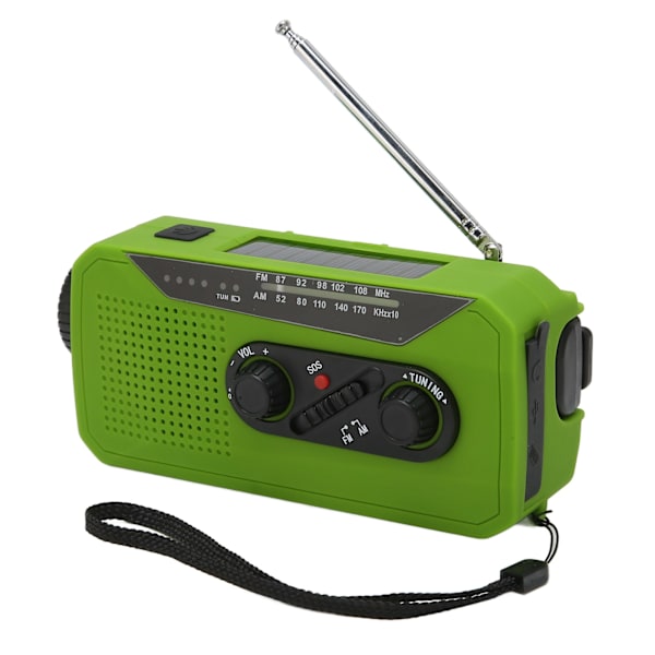 Handvev Radio AM/FM/SOS Full Band USB Uppladdningsbar utomhus LED Solar Powered Emergency Radio Ficklampa