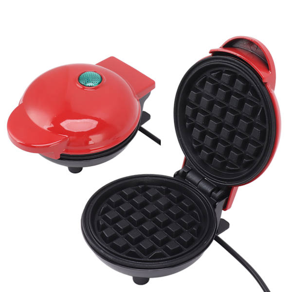Mini vaffeljern, dobbeltsidet, rund, multifunktionel morgenmadsmaskine til toastsandwich, EU-stik, 220V, rød