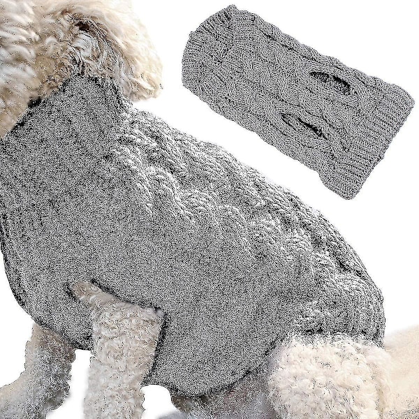 Strikkede uldhund sweater vest til små, mellemstore og store hunde L grå