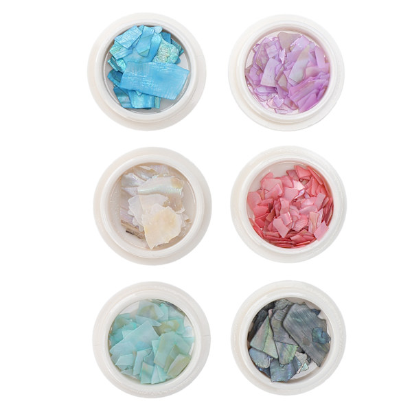 6 laatikkoa/sarja muodikkaita kynsikuoren viipaleita DIY kiiltävä glitter manikyyri koriste tarvikkeet