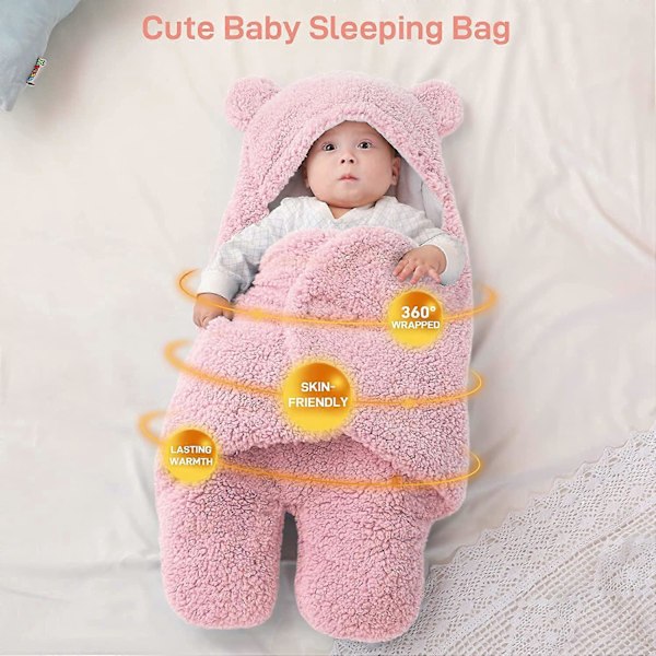 Dww-Couverture D'Emmaillotage pour Bb Unisexe, Sac de Couchage Nid d'ange Puriculture, Gigoteuse Emmaillotage Capuche Naissance-Rose-S(0-3 Mois)