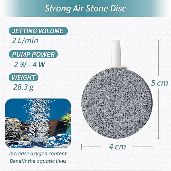 Akvarium 4 Cm Luftstein Boble Disk Diffuser Utløserverktøy For Luftpumper Akvarier Bøtter Små Dammer Og Dwc Tanker, Sett Med 4