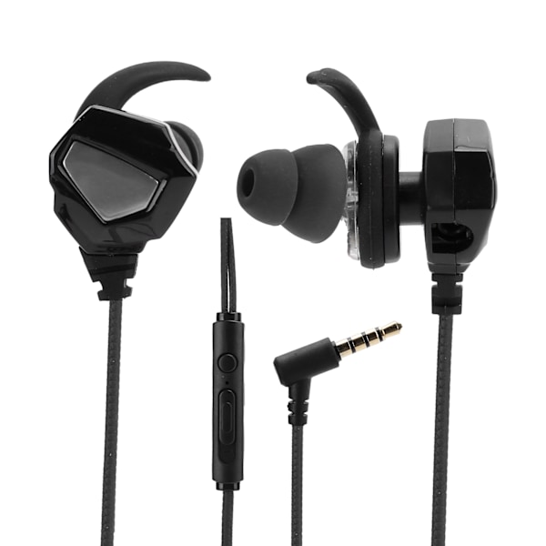 3,5 mm In-Ear Gaming Headset Ergonomi Subwoofer Mini-øretelefon HiFi Stereo med mikrofon Sort Sølv