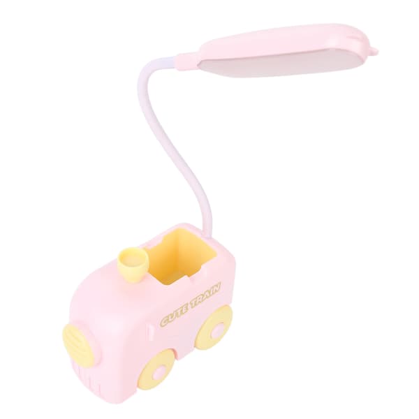 Mini Tog LED Nattbordslampe Øyebeskyttelse Studieleselys USB-lading med Pennholder for Barn Rosa
