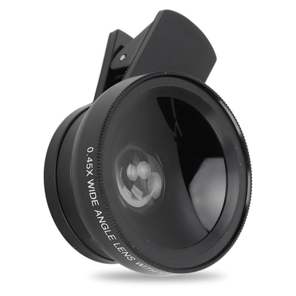 Telefonlins 2 i 1 HD Professional Universal Clip 0,45X vidvinkel 12,5X makroobjektiv för mobiltelefon surfplatta Svart