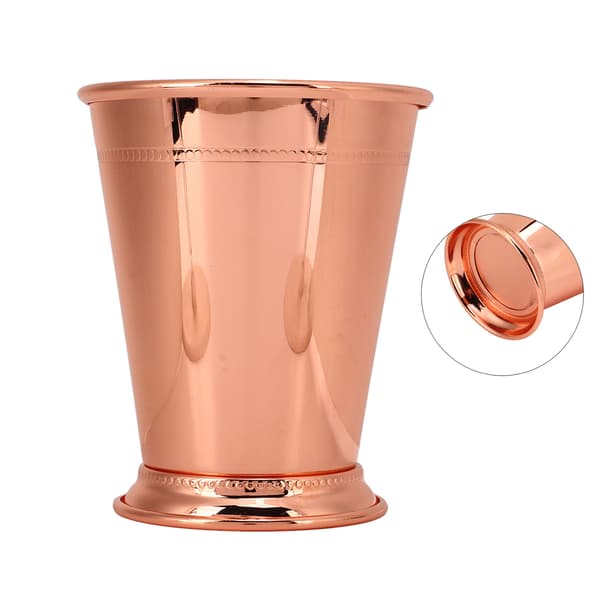 Julep Cup Rustfritt Stål Elegant Retro Høy Stabilitet Perlet Mint Julep Cup for Hjem Rose Gull