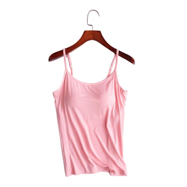 Slim Fit Polstret Camisole Tank Top med Indbygget BH S Pink