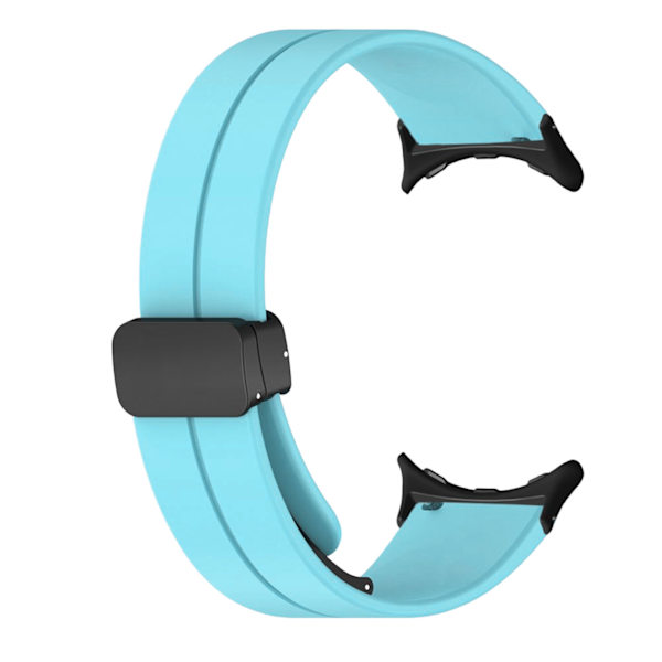 Elastiskt silikonklockarmband med magnetiskt spänne i legeringsmetall, stretchigt armband för Pixel Watch 2, blågrönt