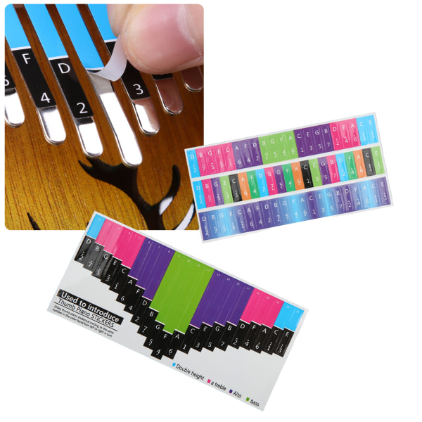 Färgglada Kalimba Key Stickers - Musiknotdekor för nybörjare 21-tangenters tumpiano