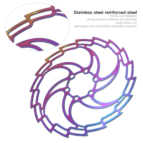 Rustfritt stål galvaniseringsfarge blendende hul Ultralett sykkelskivebrems sykkeltilbehør160MM