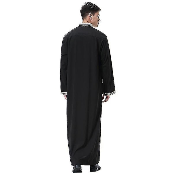 Islamsk lang kappe for menn, svart saudiarabisk thobe kaftan
