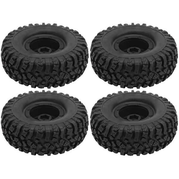 4 kpl 1/10 RC Crawler 1,9 tuuman alumiinivanteet ja 115 mm kumirenkaat D90/F350/SCX10 musta