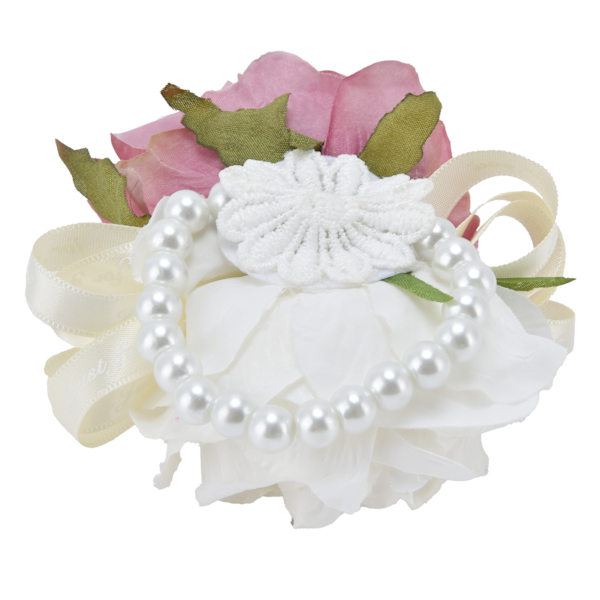 Brudehåndledd Blomst Brudepike kunstig håndledd Corsage armbånd til bryllupsdag Rosa