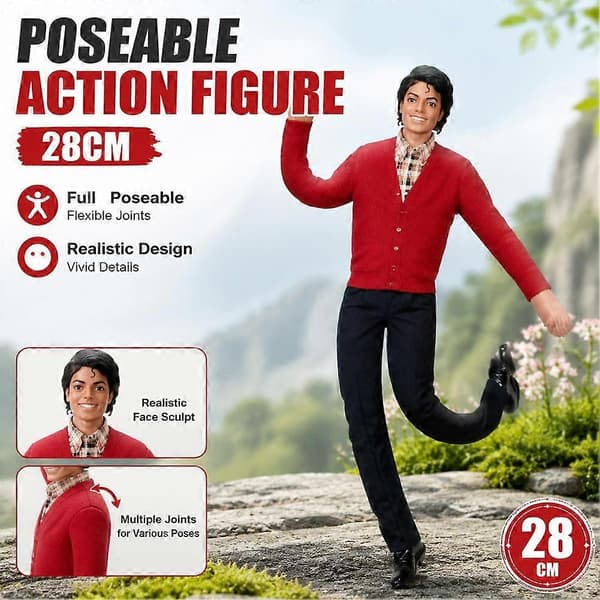 Funny MJ Michael Jackson Böjbar Posebar Plysch Abstrakt Docka Fan Present-28cm Black