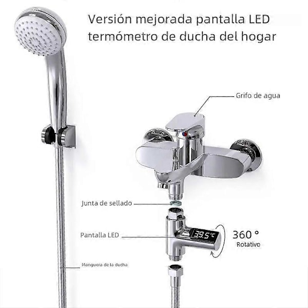 LED Duschtermometer för Hemtemperatur Område 5-85 Smart Baby Flödesmätare Självdriven och Miljövänlig A