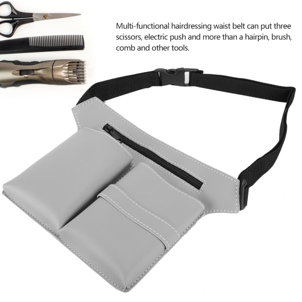 Frisör Frisör Saxklämmor Frisörhölster Påse Hållare Case Väska PU-läder (silver)