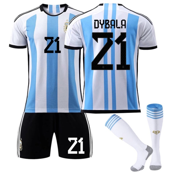Argentina fodboldtrøje #21 Dybala børne fodboldsæt16 16