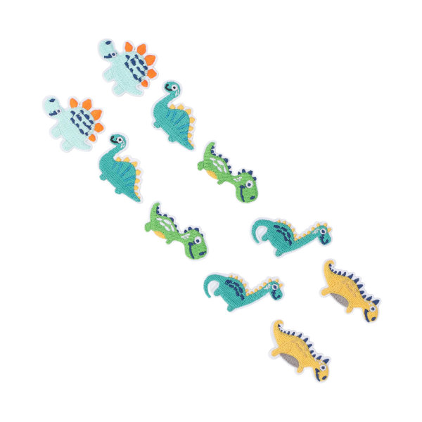 10 kpl Dinosaurukset Värikkäitä tee-se-itse-vaatteita Pieni dinosauruksen muotoinen kirjonta silitysmerkki mekkohattuun Jean-reppu