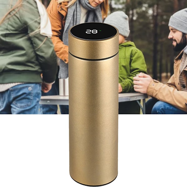500 ml smart isoleret vandflaske 304 rustfrit stål liner guld temperatur display flaske til daglig