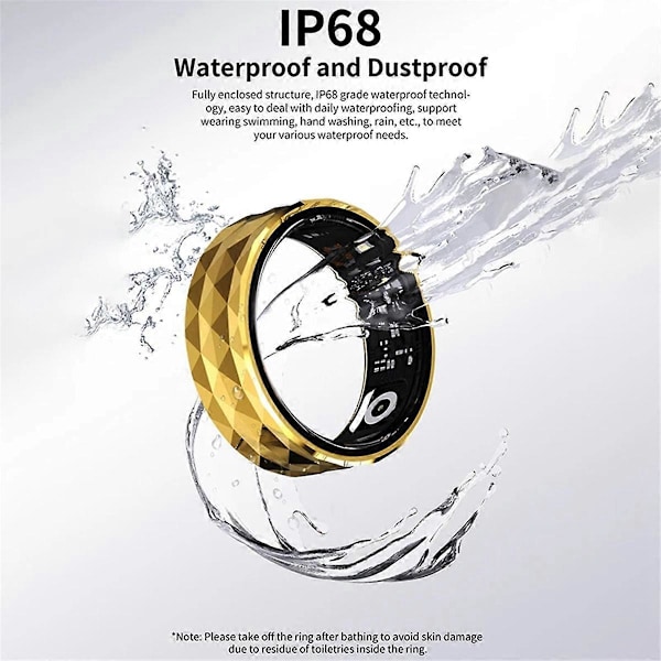 R12M Smart Ring Fitnessring IP68 Sömnmonitor 20 19.8mm Guld