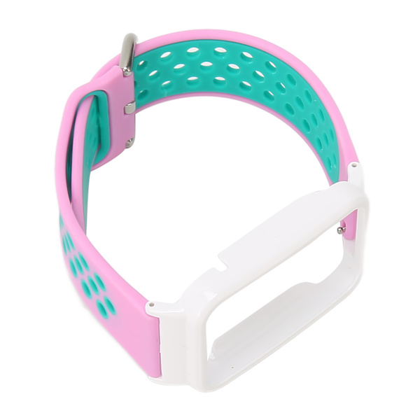 Andningsbart silikon watch med skyddande stötfångare Case Passar för Mi Band 7 Pro Rosa grönt och vitt case