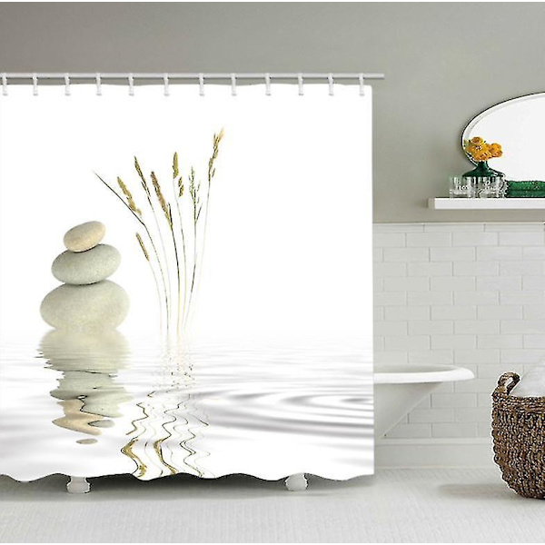 Moderne Design Digitaltrykt Bruseforhæng - 120 X 180 cm, Vandtæt, Vaskbar, Mugbestandig, Polyesterstof med Kroge