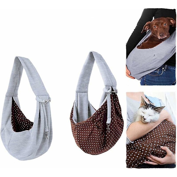 Katte-/Hundebærer, Enkel Skuldersele Hundebærer og Katte Kjæledyr Sling Bag Bæreholder, Grå