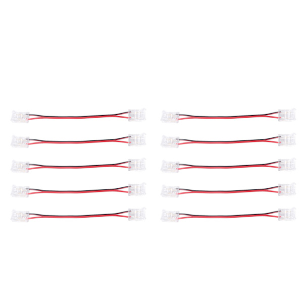10 stk. COB-strip lysforbindelse 2-polet PC-materiale 10 mm bredde dobbelthoved strip til strip forlængerforbindelse