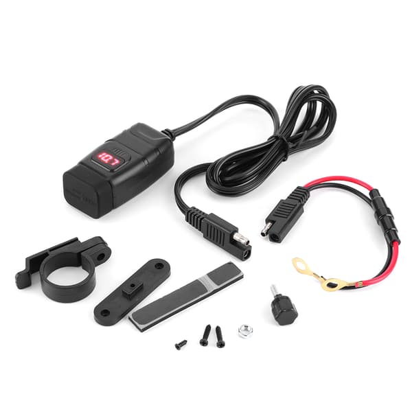 Vanntett Kvadratisk Hode Dobbel USB Telefon Rask Lading QC3.0 Av-Bryter LED Digitalt Display Voltmeter Rød
