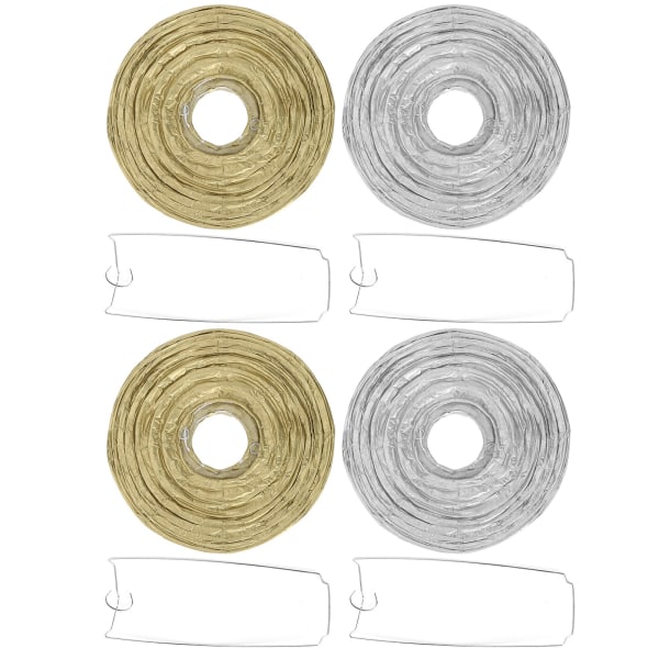 4 sæt papirlanterne guld sølv sfærisk håndlavet hængende kunsthåndværk med jernramme