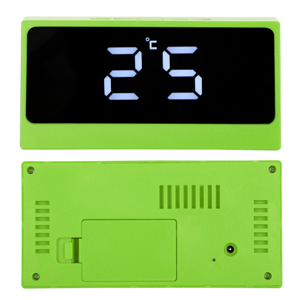 LED Digitalt Alarmur Stille Smart Temperatur Dato Lysende Storskærm Desktop Makeup Spejl (Grøn)