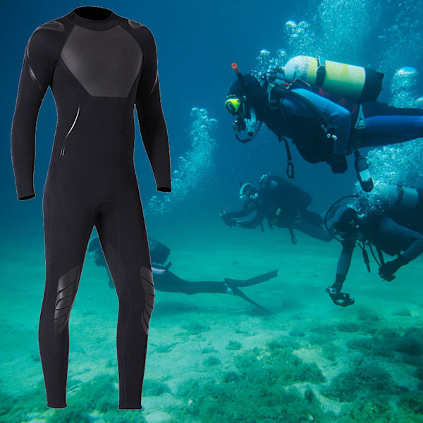 1,5 mm dykning heldräkt våtdräkt långärmad för snorkling surfing simning (Man Black M)